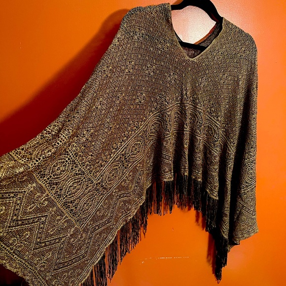 Lace Cardigan,Fringes,Gold Color, One Size,Mirasol - Picture 4 of 8